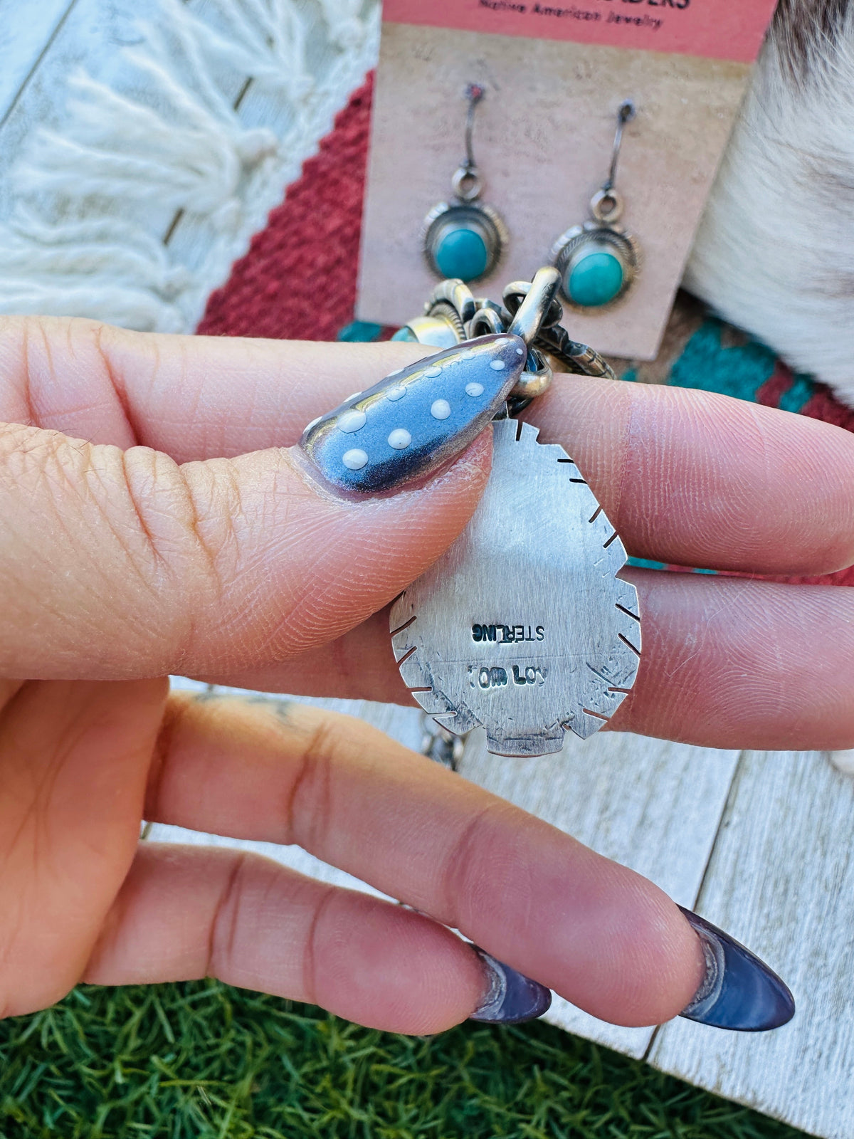 Handcrafted Turquoise & Sterling Silver Necklace and Earring Set
