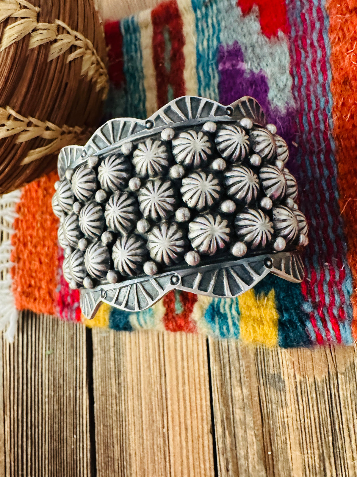 Handcrafted Sterling Silver Studded Cuff Bracelet by Leroy James