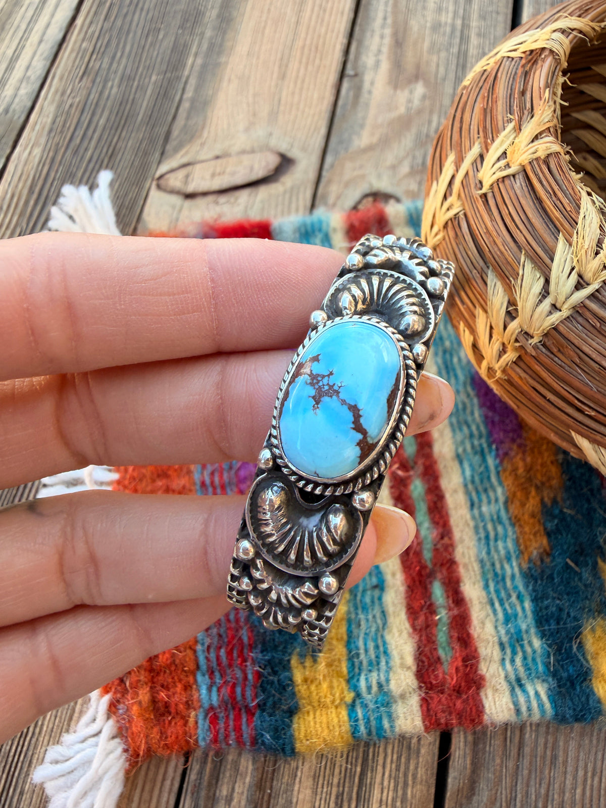Handcrafted Golden Hills Turquoise & Sterling Silver Cuff Bracelet