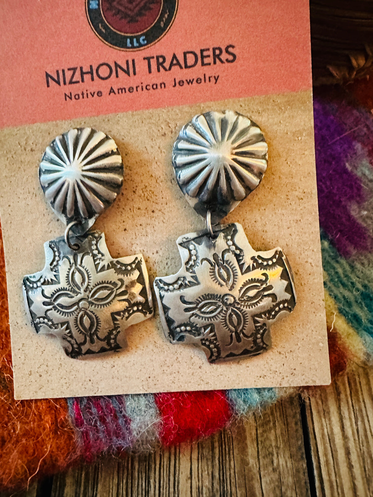 Handcrafted Sterling Silver Concho Dangle Earrings