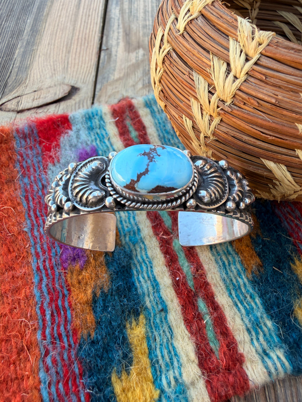 Handcrafted Golden Hills Turquoise & Sterling Silver Cuff Bracelet