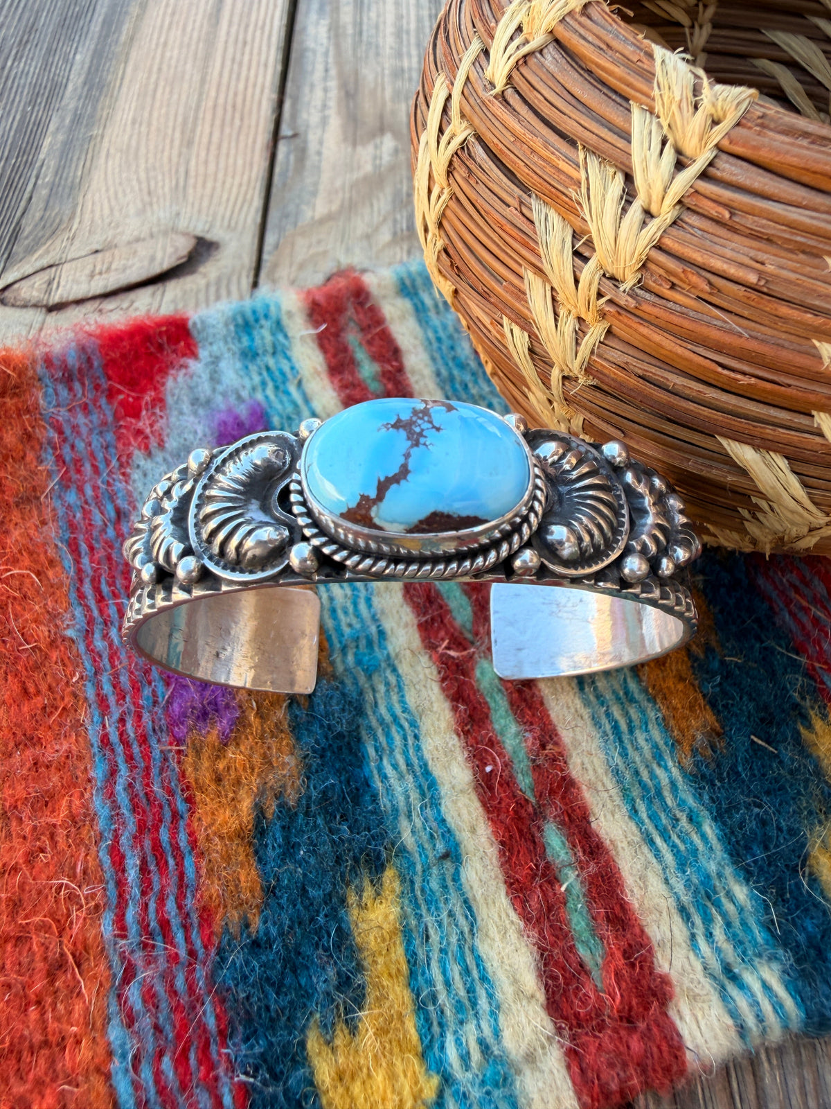 Handcrafted Golden Hills Turquoise & Sterling Silver Cuff Bracelet