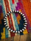 Handcrafted 6mm Sterling Silver Pearl Beaded Stretch Bracelet