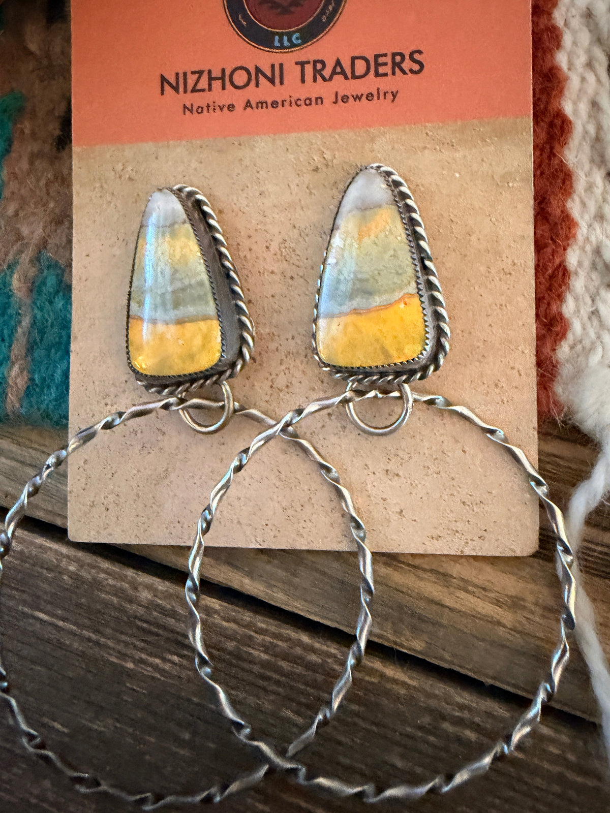 Handcrafted Bumblebee & Sterling Silver Hoop Earrings