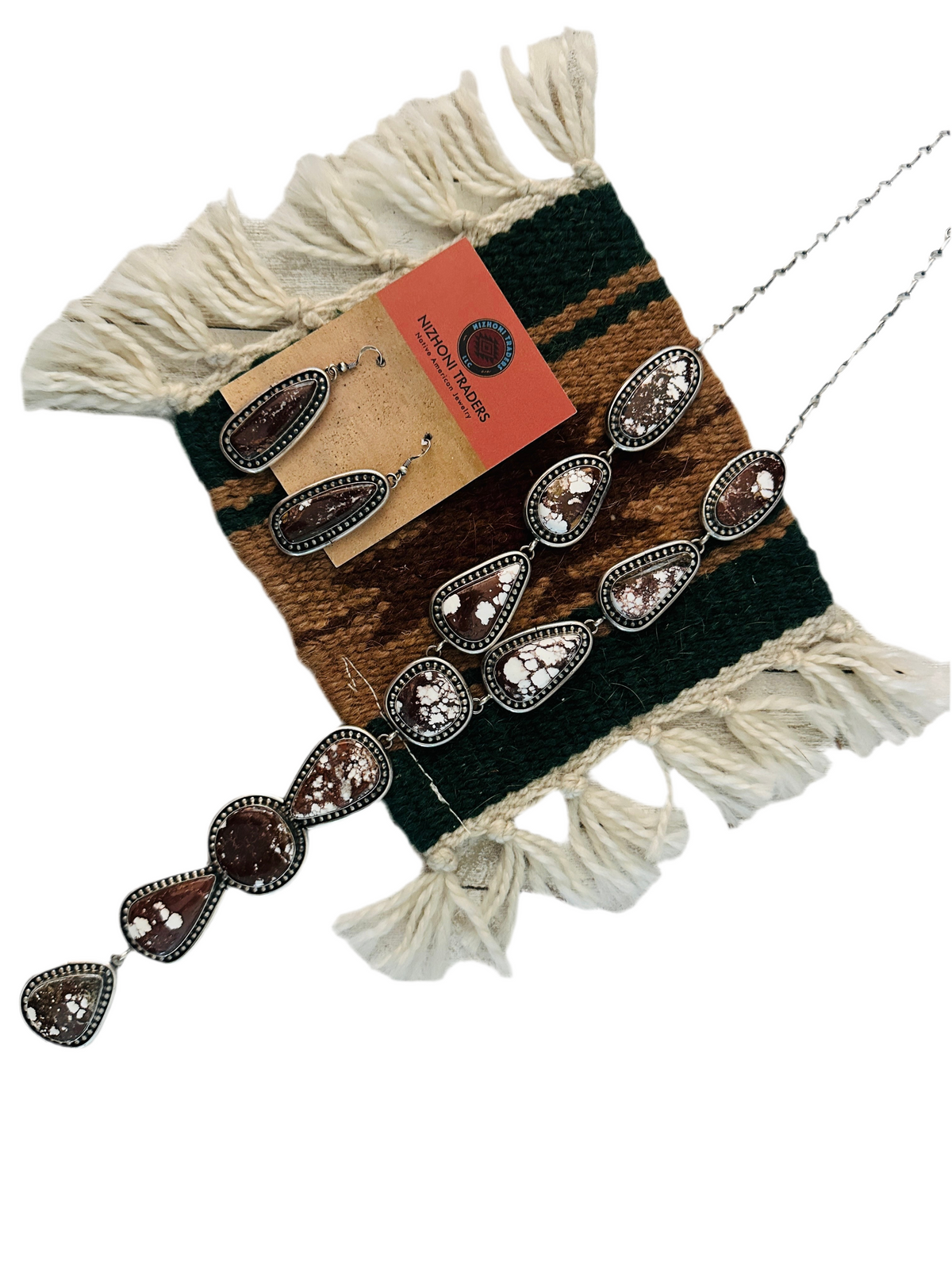 Handcrafted Wild Horse & Sterling Silver Lariat Necklace Set