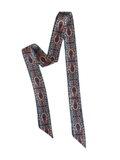 Western Harvest Twilly Scarf in Deep Juniper: Floral Western Satin Chiffon Scarf