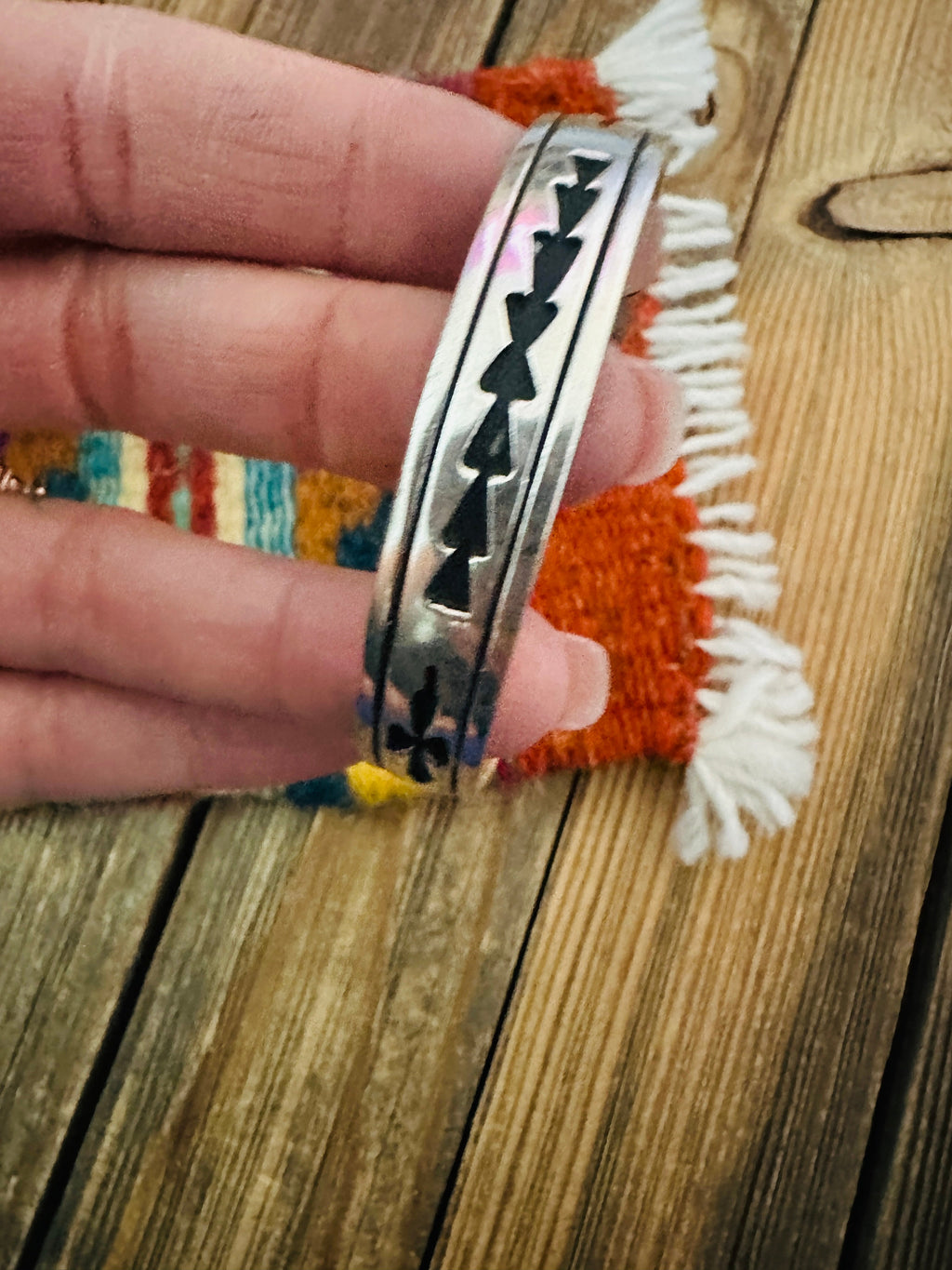 Handcrafted Old Pawn Sterling Silver Cuff Bracelet