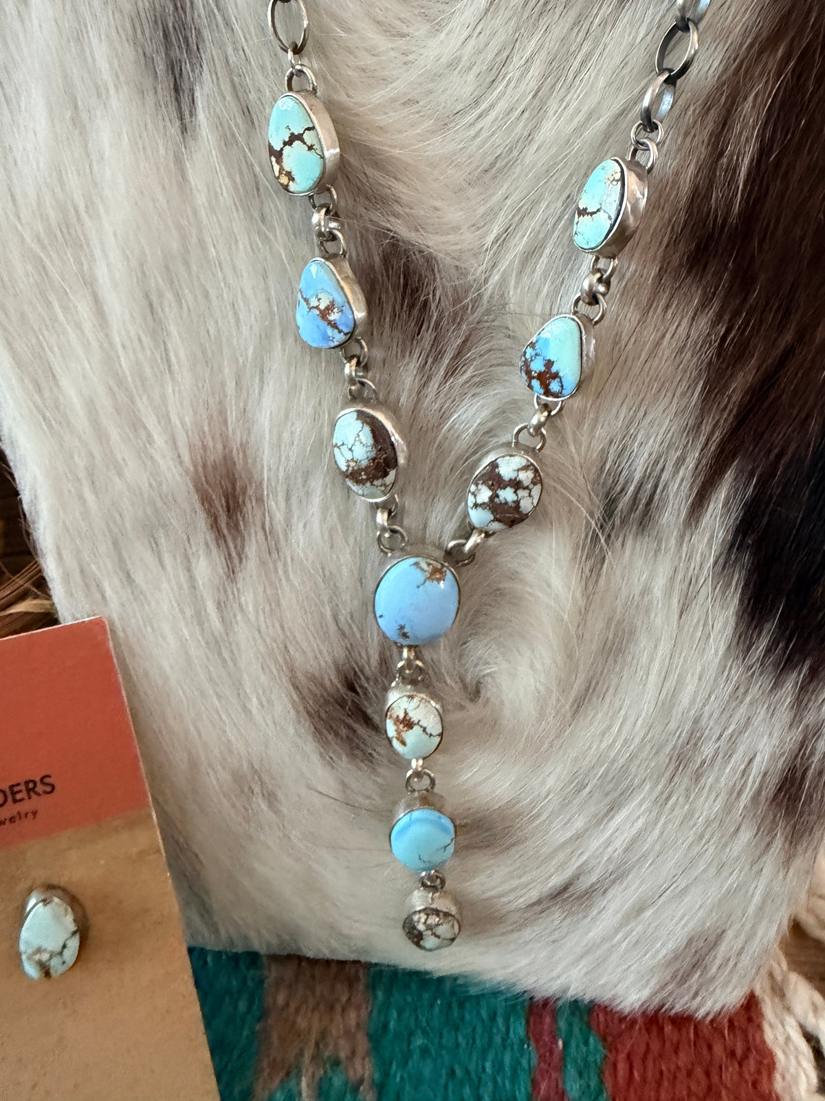 Handcrafted Golden Hills Turquoise & Sterling Silver Necklace and Earring Set