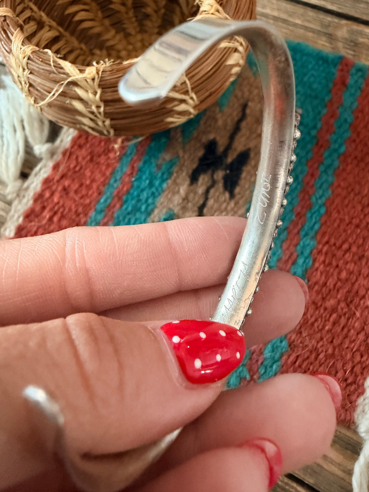 Handcrafted Coral & Sterling Silver Cuff Bracelet