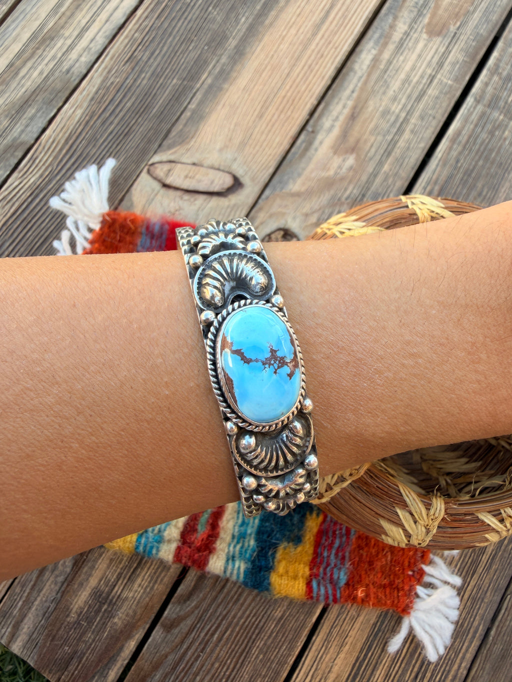 Handcrafted Golden Hills Turquoise & Sterling Silver Cuff Bracelet