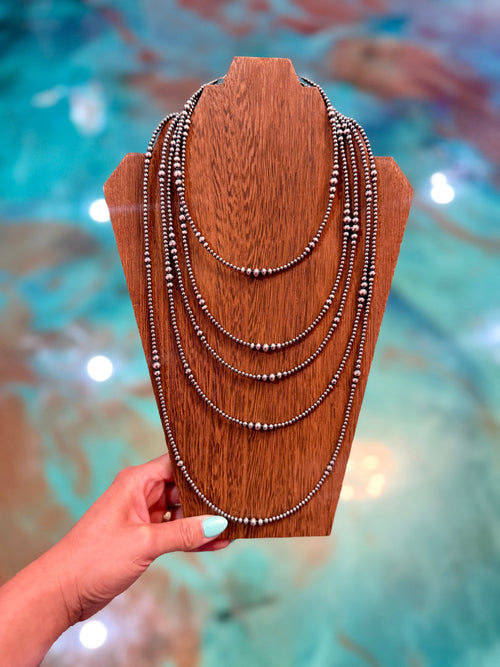 3mm 28” Graduated Sterling Silver Pearl Necklace