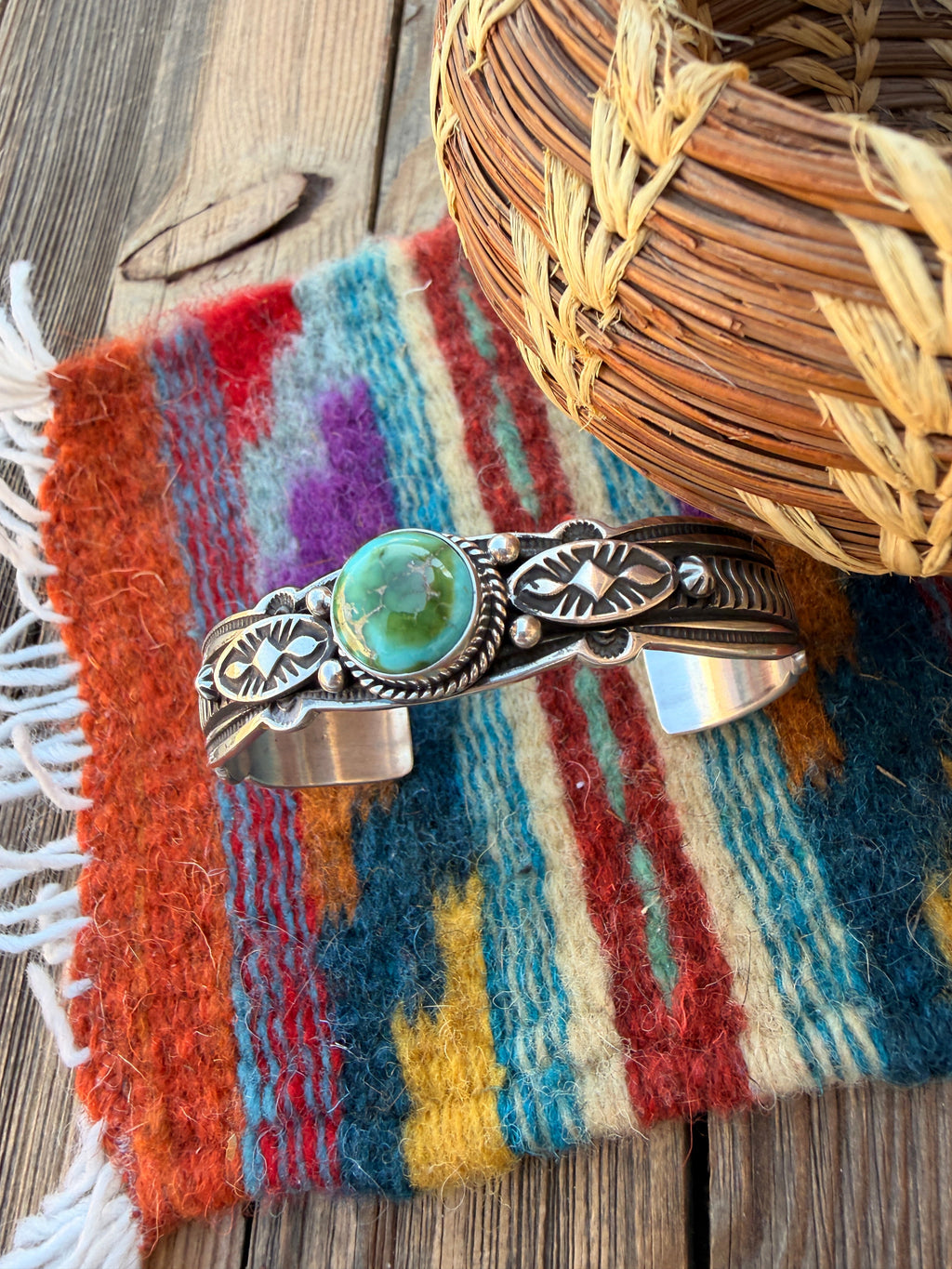 Handcrafted Sonoran Mountain Turquoise & Sterling Silver Cuff Bracelet by Happy Piasso