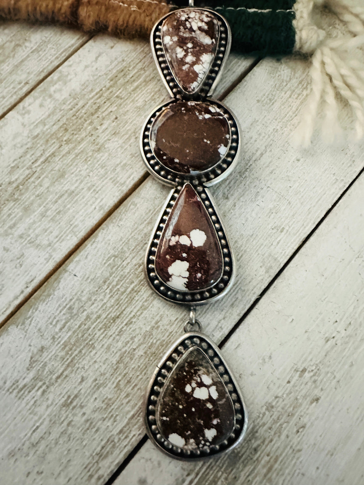 Handcrafted Wild Horse & Sterling Silver Lariat Necklace Set