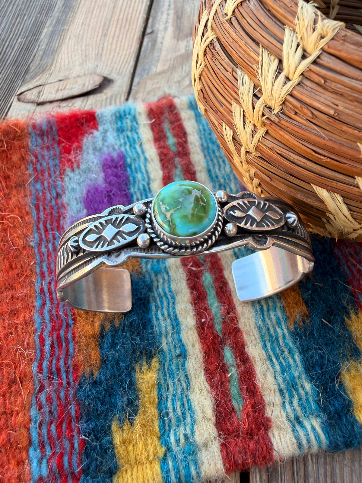 Handcrafted Sonoran Mountain Turquoise & Sterling Silver Cuff Bracelet by Happy Piasso
