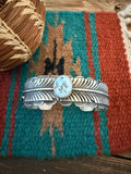Handcrafted Golden Hill Turquoise & Sterling Silver Feather Cuff Bracelet