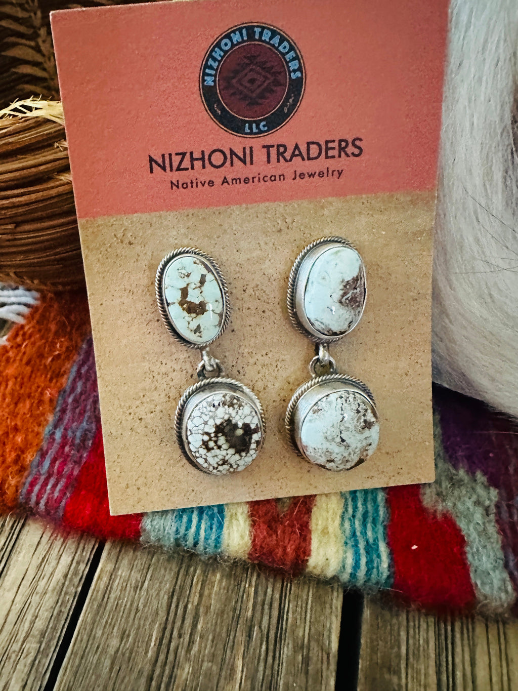 Handcrafted Dry Creek Turquoise & Sterling Silver Necklace and Earring Set by Darrin Livingston