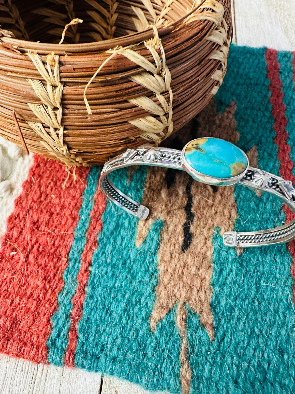 Handcrafted Turquoise & Sterling Silver Cuff Bracelet
