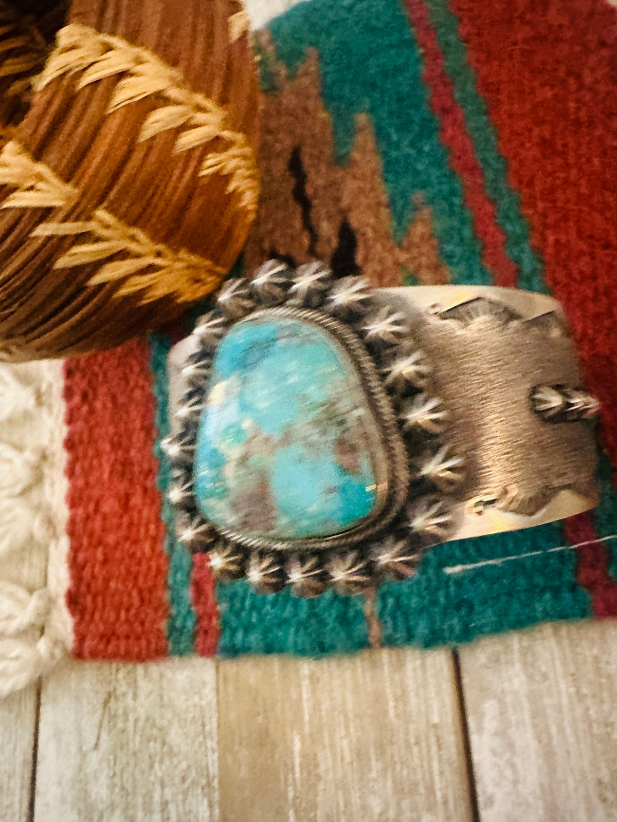 Handcrafted Sterling Silver & Bisbee Turquoise Cuff Bracelet