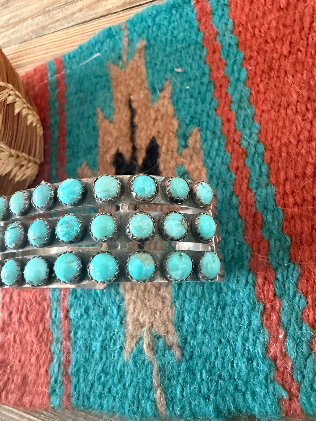 Handcrafted Sterling Silver & Turquoise Cluster Cuff Bracelet by Marcella James
