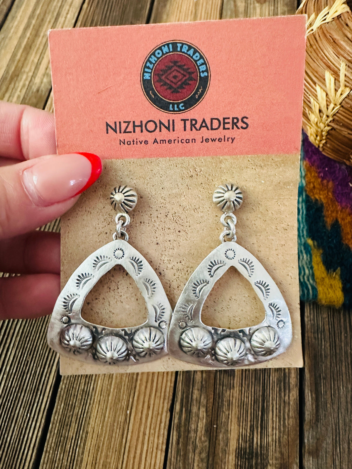 Handmade Sterling Silver Concho Dangle Earrings