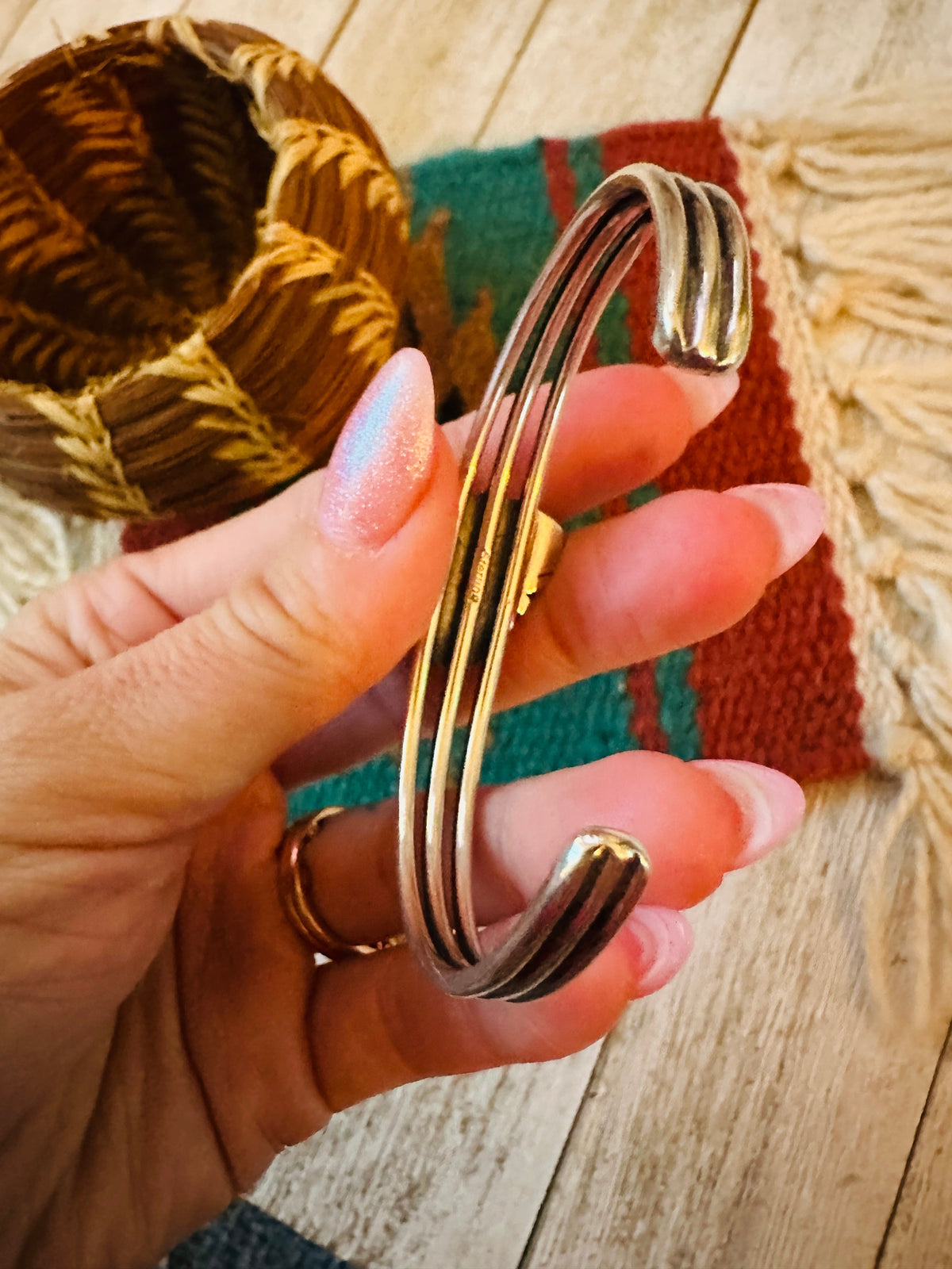Handcrafted Orange Spiny & Sterling Silver Cuff Bracelet