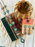 Handcrafted Sterling Silver, Ribbon and Sonoran Turquoise Necklace and Earring Set by Diane Wylie