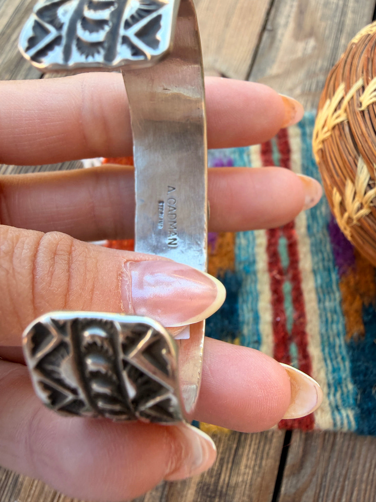 Handcrafted Sonoran Mountain Turquoise & Sterling Silver Cuff Bracelet by Andy Cadman
