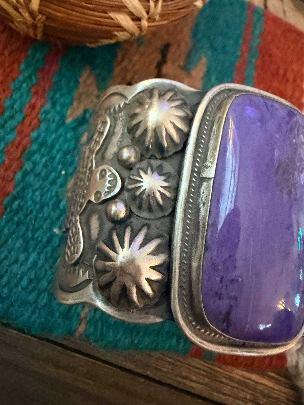 Handcrafted Charoite & Sterling Silver Cuff Bracelet by Chimney Butte