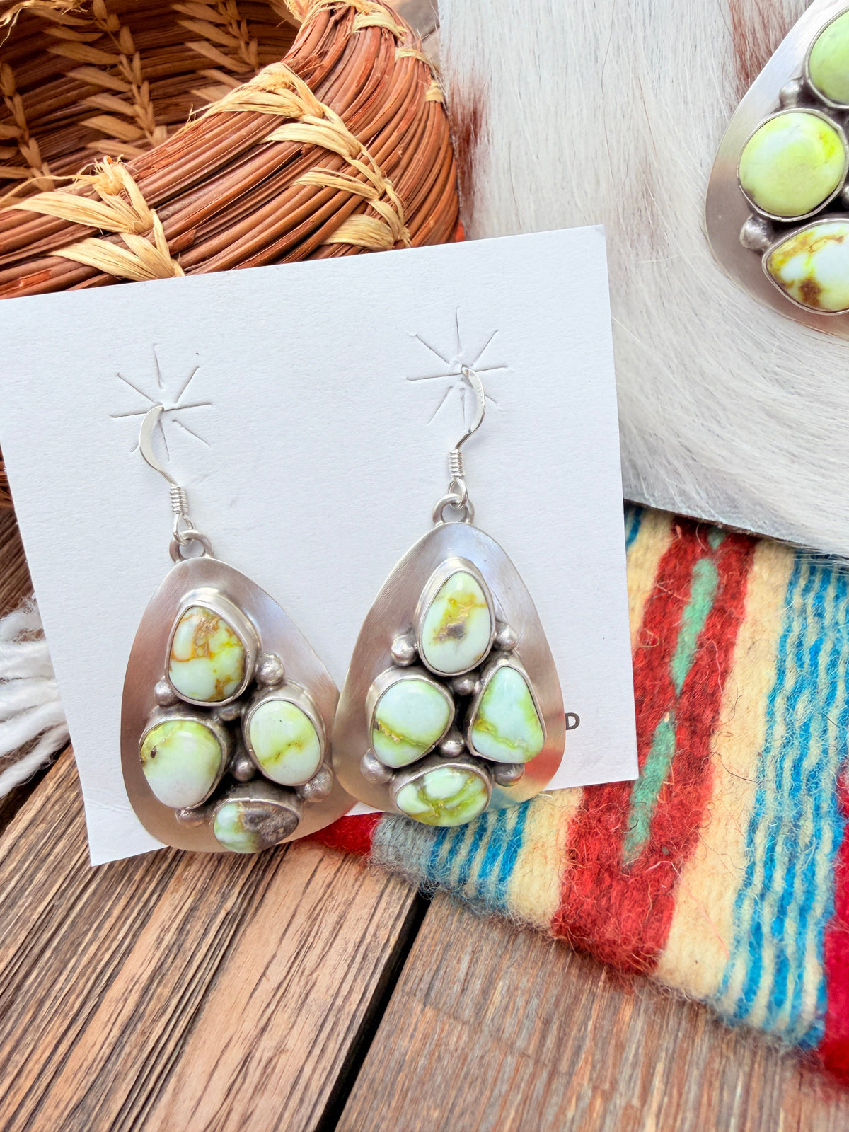 Handcrafted Palomino Turquoise & Sterling Silver Necklace and Earring Set by Charles Johnson