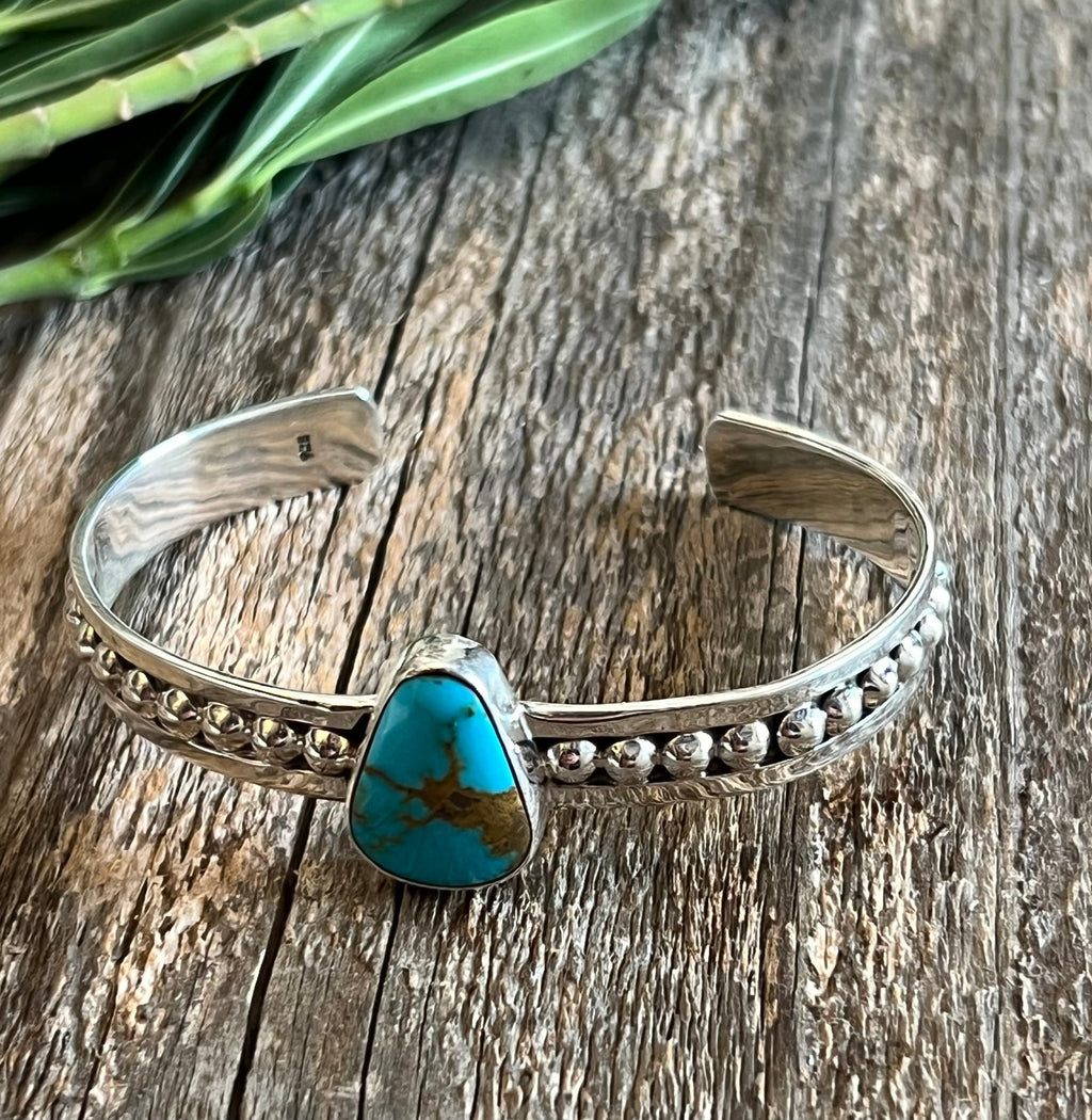 Handmade Turquoise Sterling Silver Tear Drop Cuff Bracelet