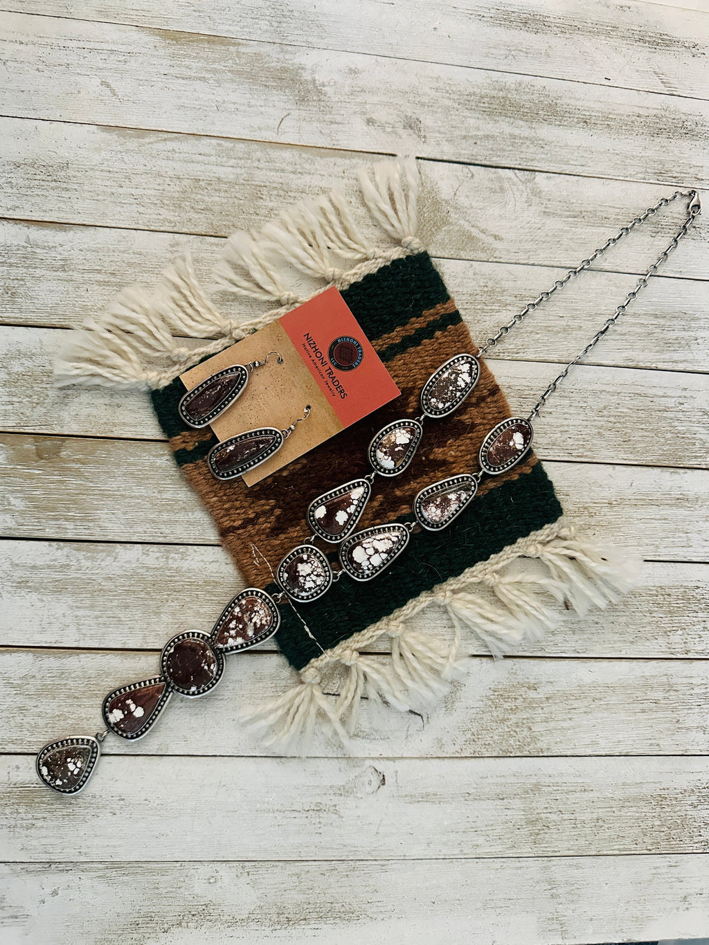 Handcrafted Wild Horse & Sterling Silver Lariat Necklace Set