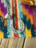 Handcrafted Sterling Silver and Sonoran Mountain Turquoise Horseshoe Pendant