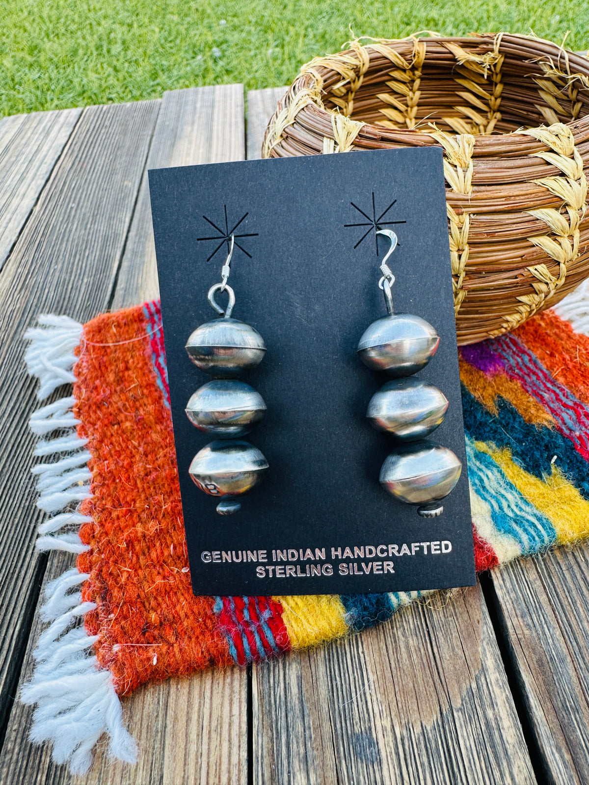 Handcrafted 12mm Sterling Silver Pearl Beaded Dangle Earrings
