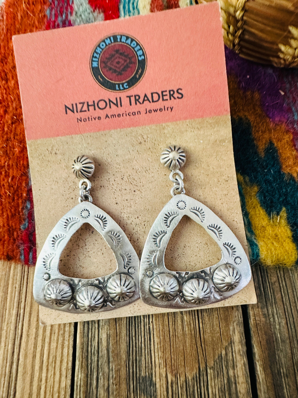 Handmade Sterling Silver Concho Dangle Earrings