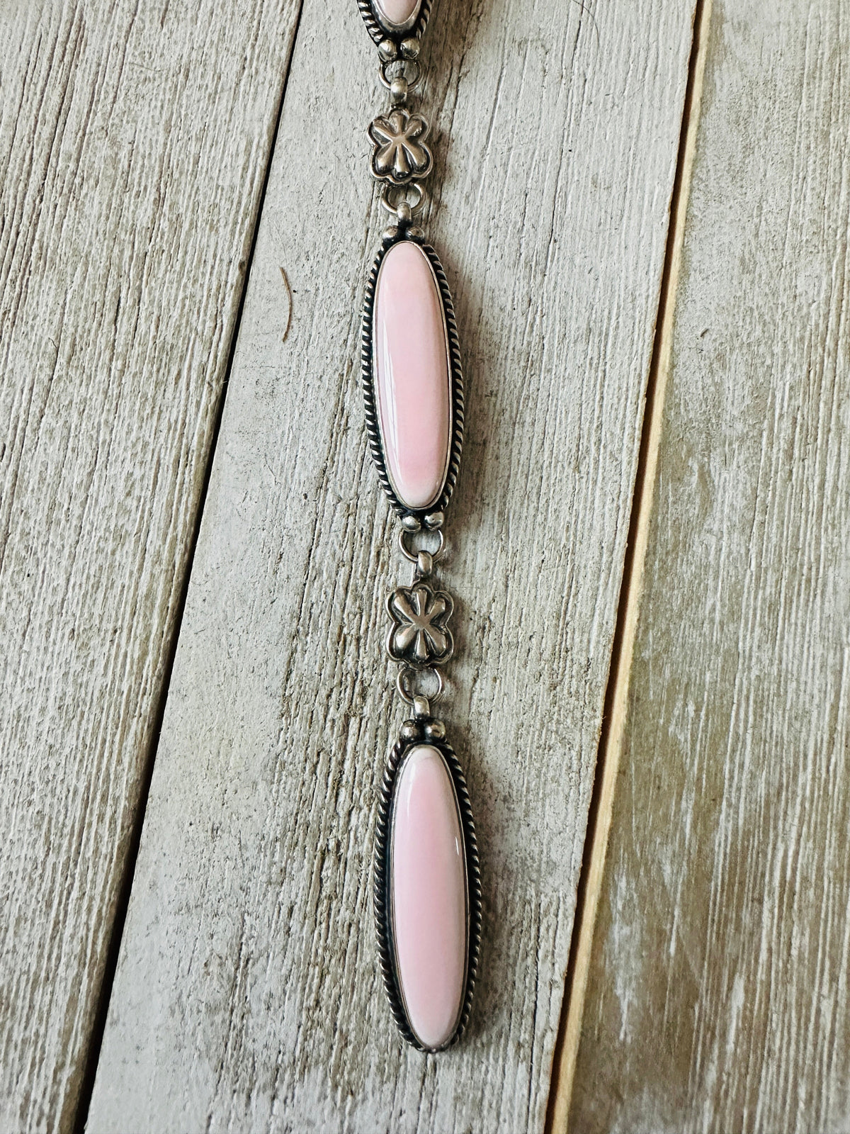 Handcrafted Queen Pink Conch & Sterling Silver Necklace Set