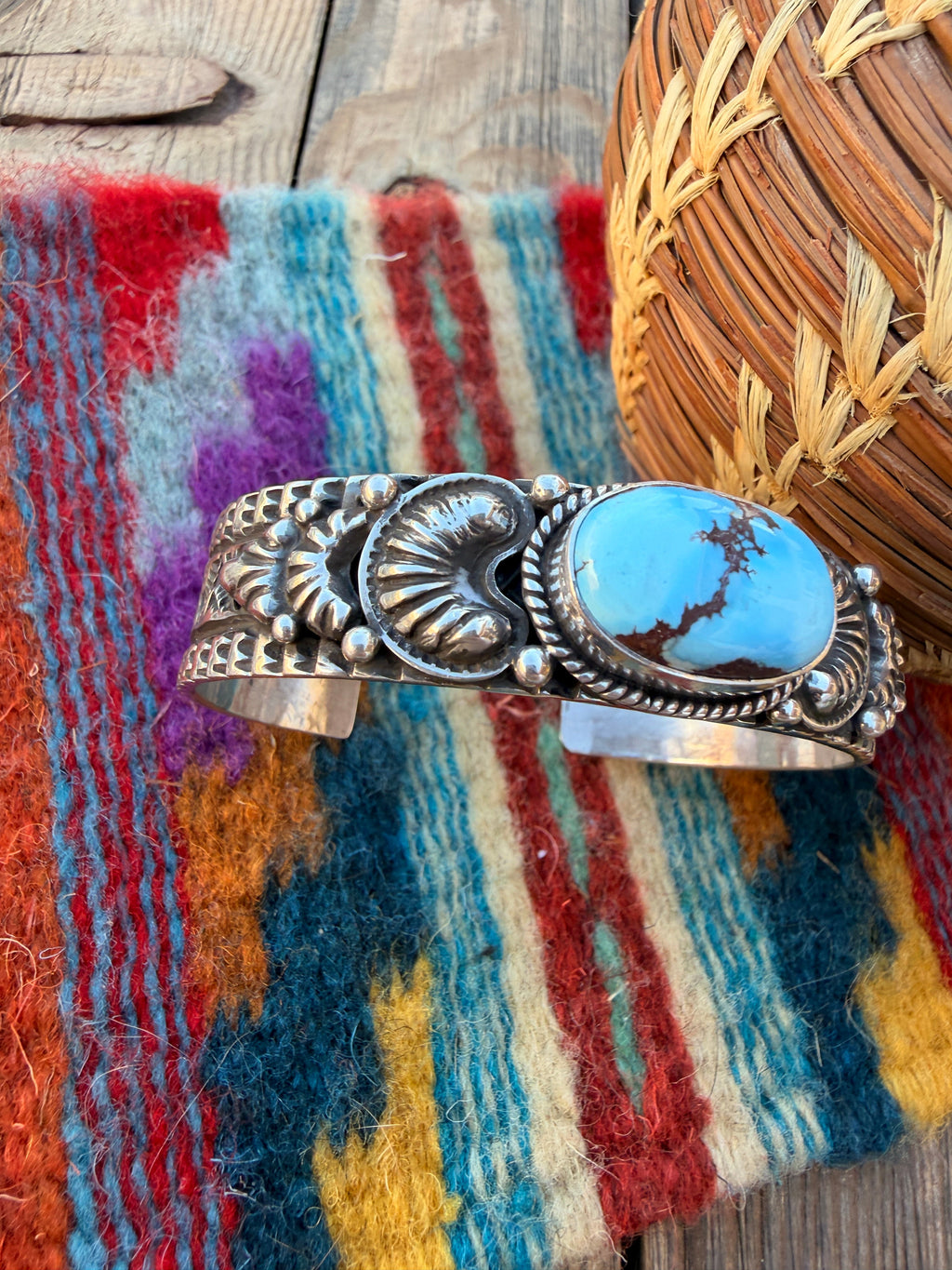 Handcrafted Golden Hills Turquoise & Sterling Silver Cuff Bracelet