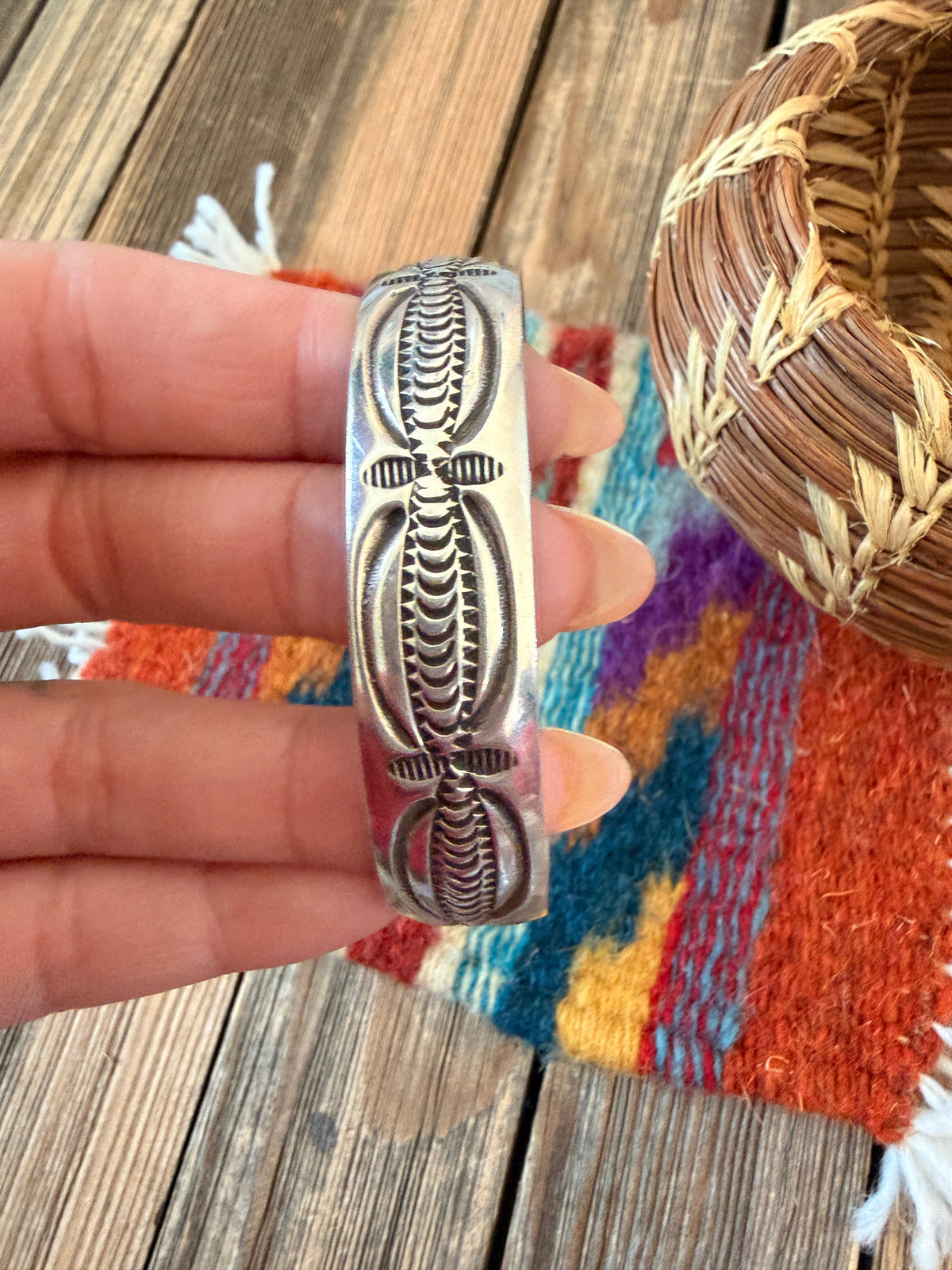 Hand Stamped Sterling Silver Cuff Bracelet