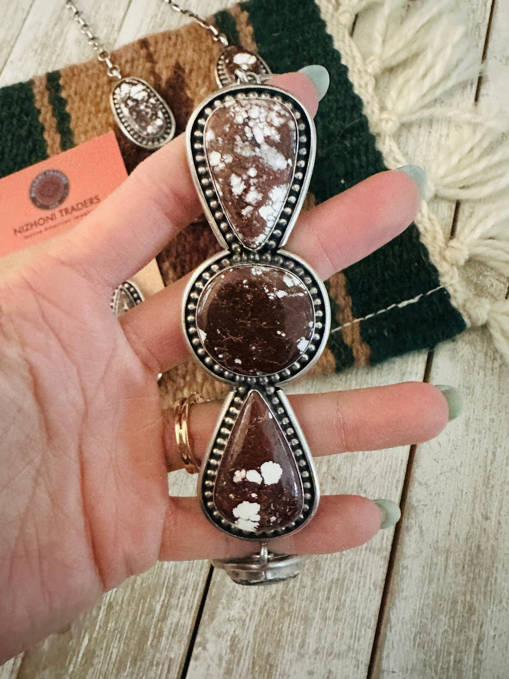 Handcrafted Wild Horse & Sterling Silver Lariat Necklace Set