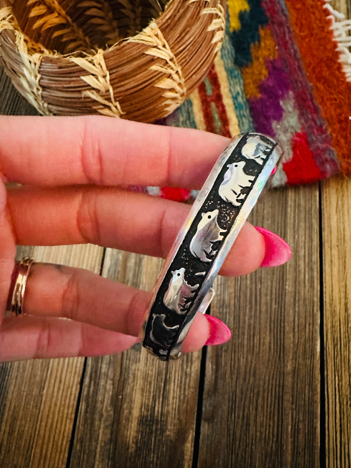 Handcrafted Sterling Silver Bear Cuff Bracelet by T & R Singer