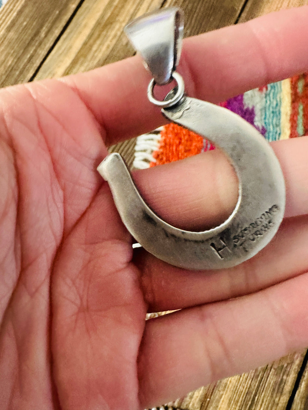 Handcrafted Sterling Silver and Sonoran Mountain Turquoise Horseshoe Pendant