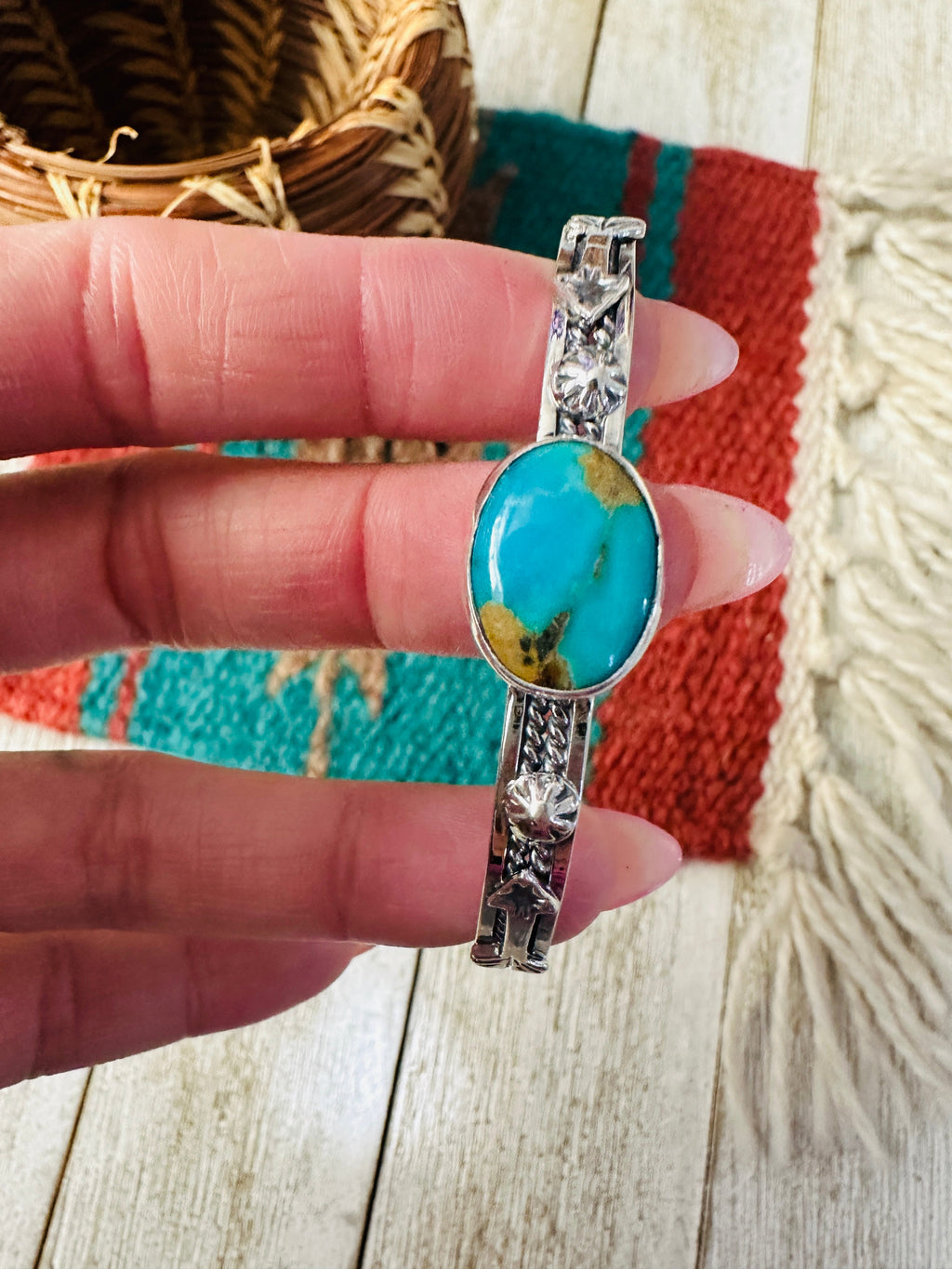 Handcrafted Turquoise & Sterling Silver Cuff Bracelet
