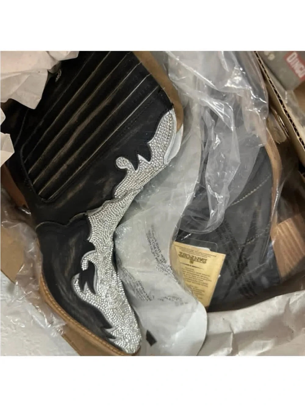 Dan Post Black and Silver Crystal Western Ankle Bootie