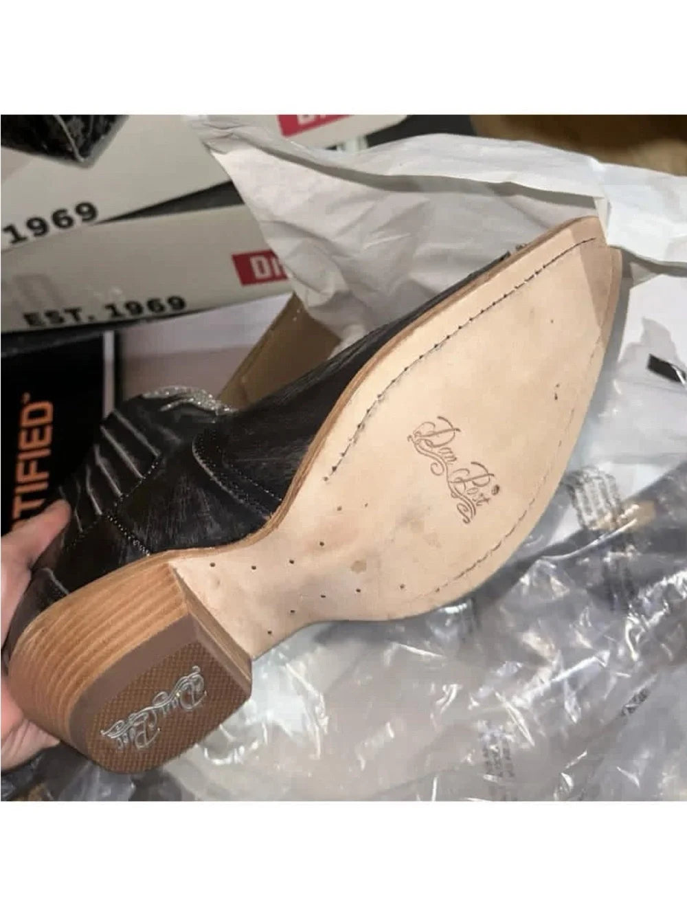 Dan Post Black and Silver Crystal Western Ankle Bootie