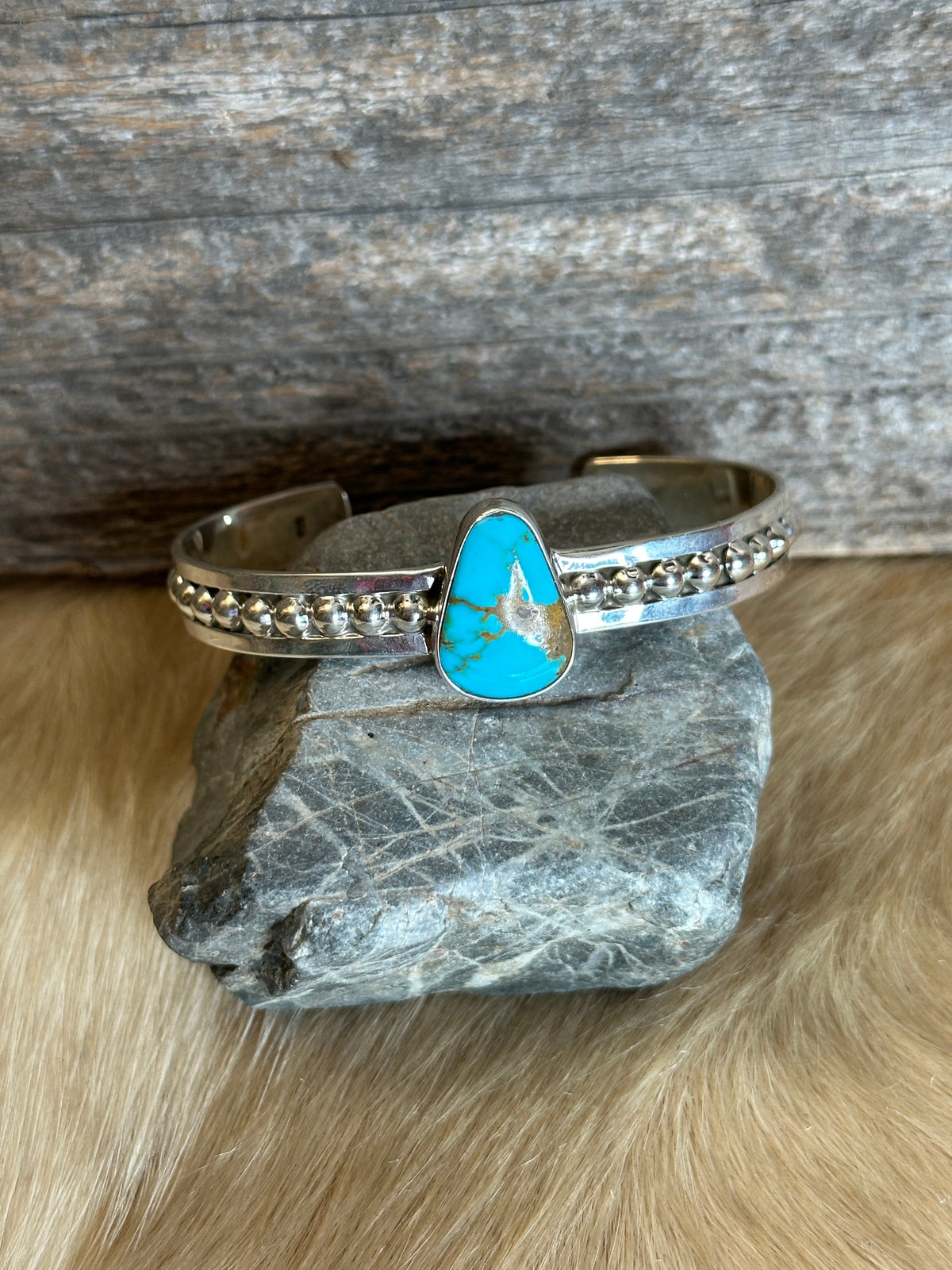 Handmade Turquoise Sterling Silver Tear Drop Cuff Bracelet