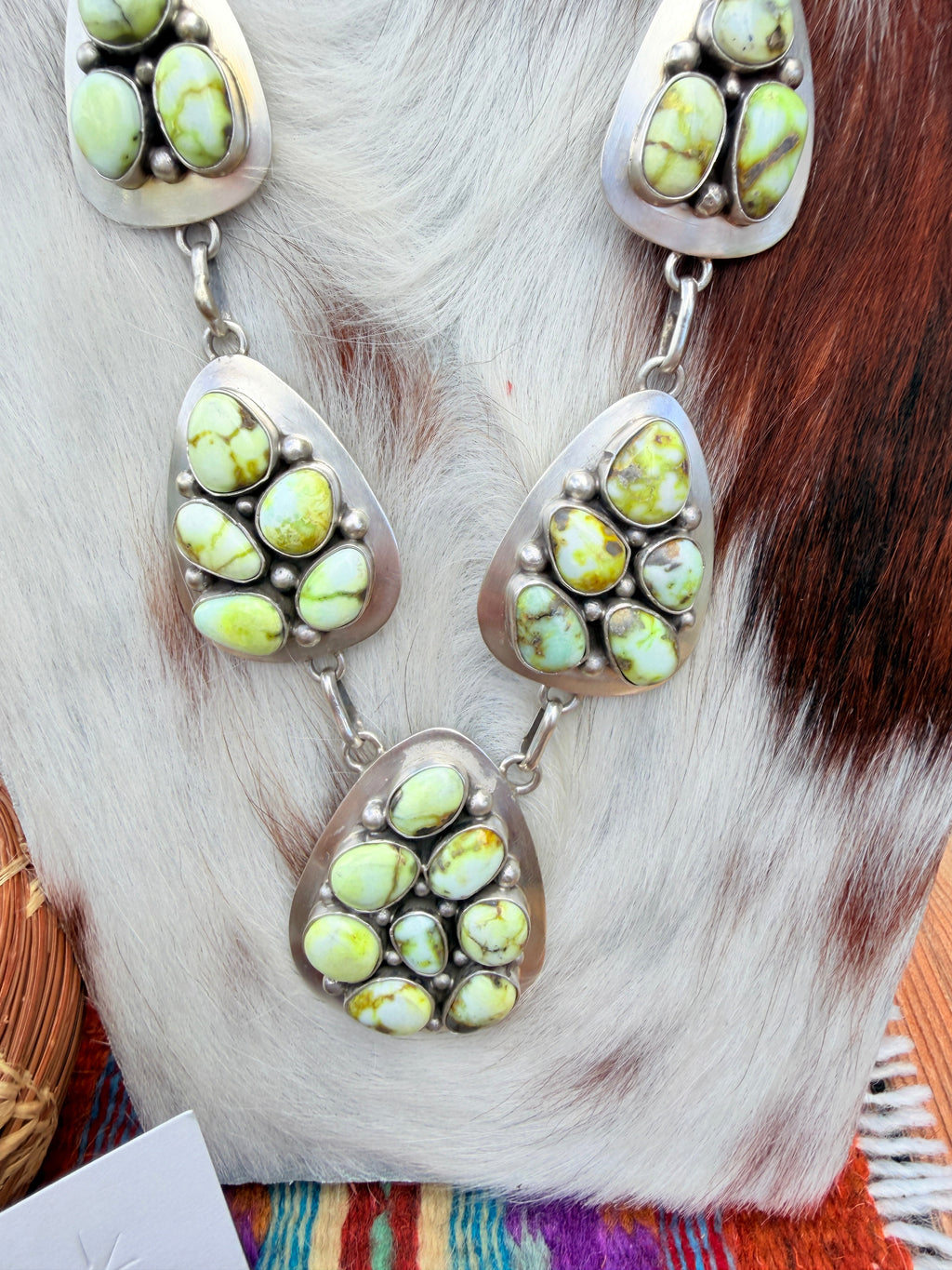 Handcrafted Palomino Turquoise & Sterling Silver Necklace and Earring Set by Charles Johnson