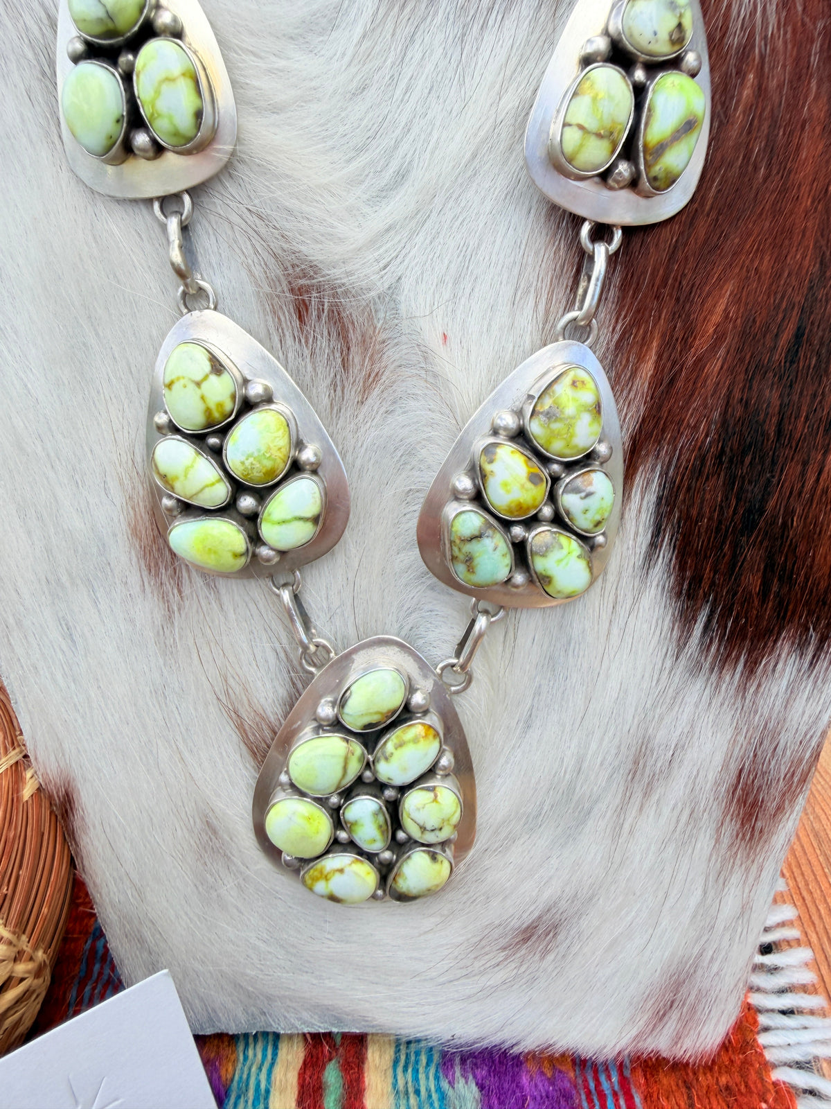 Handcrafted Palomino Turquoise & Sterling Silver Necklace and Earring Set by Charles Johnson