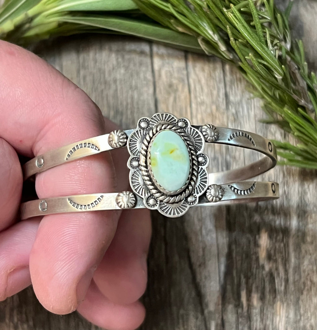 Handmade Palomino Turquoise & Sterling Silver Oval Cuff Bracelet