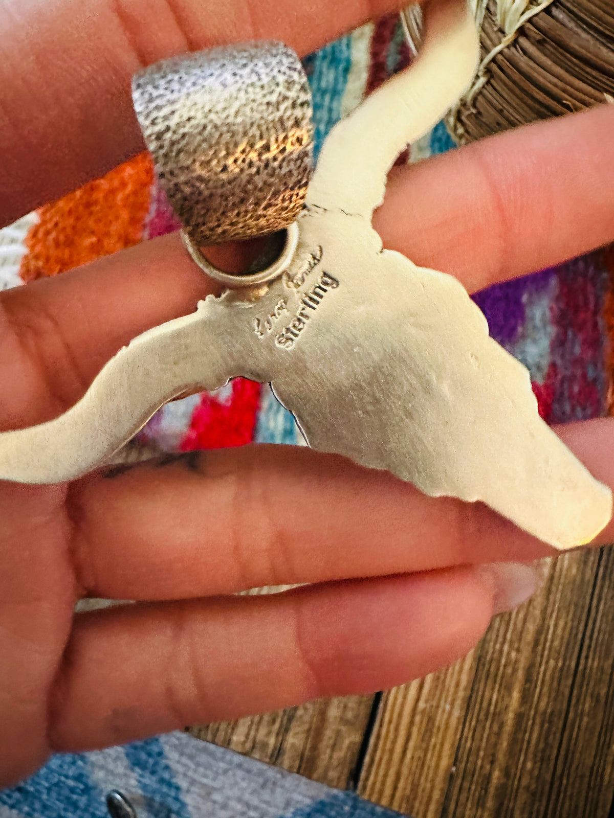 Handcrafted Sterling Silver & Turquoise Bullhead Pendant by Leroy James