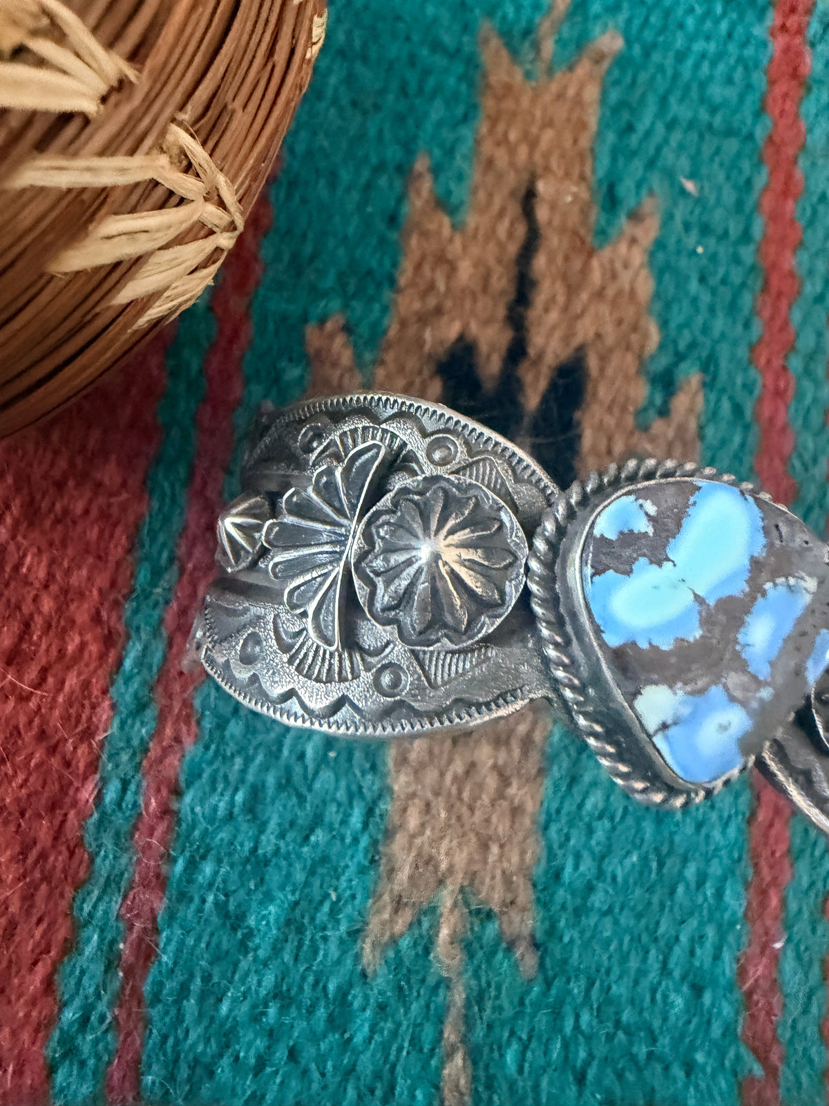 Handcrafted Golden Hills Turquoise & Sterling Silver Cuff Bracelet by Kevin Billah