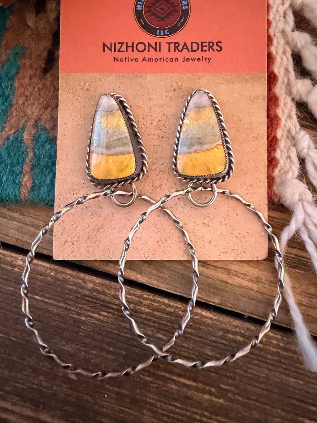 Handcrafted Bumblebee & Sterling Silver Hoop Earrings
